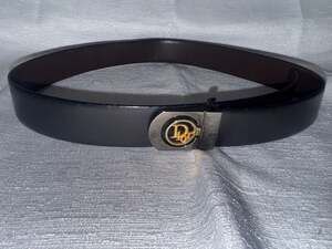 Christian Dior Reversible Black&Brown Leather Belt w/Gold&Silver-Tone Logo Buckl